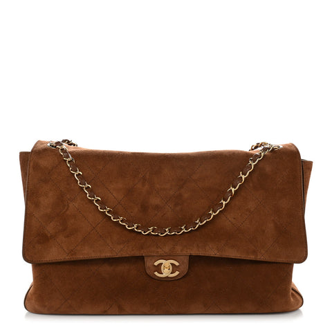 Suede Calfskin Souplissimo Maxi Flap Camel