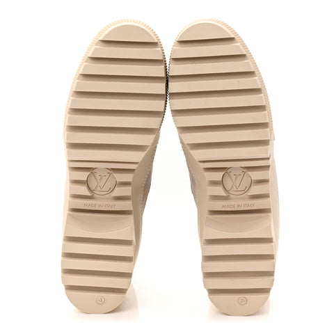 Suede Calfskin Monogram Denim Laureate Platform Desert Boots 38.5 Taupe