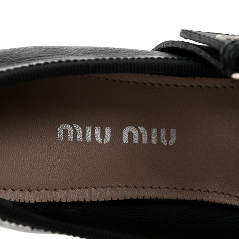Nappa Vitello Nevada Double Buckle Ballerina Flats 36 Black
